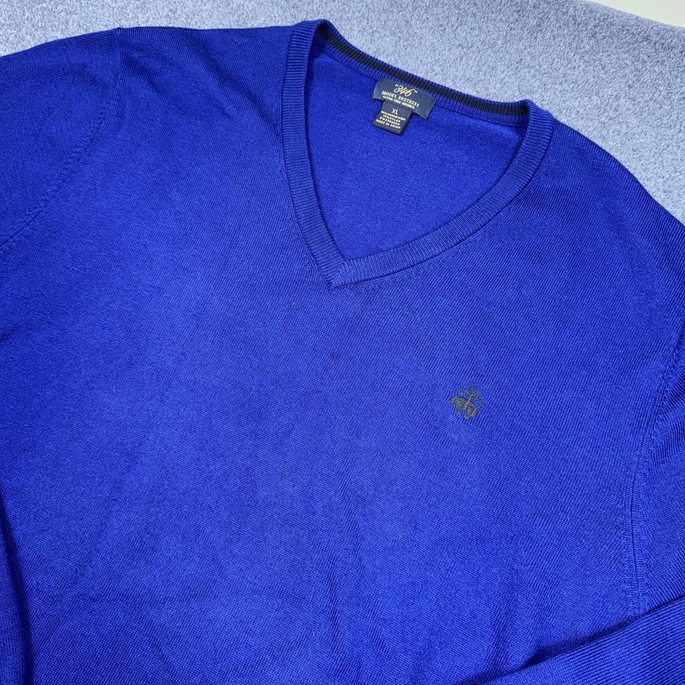 VINTAGE Brooks Brothers Sweater Mens Extra Large Blue Merino Wool Pullover 346